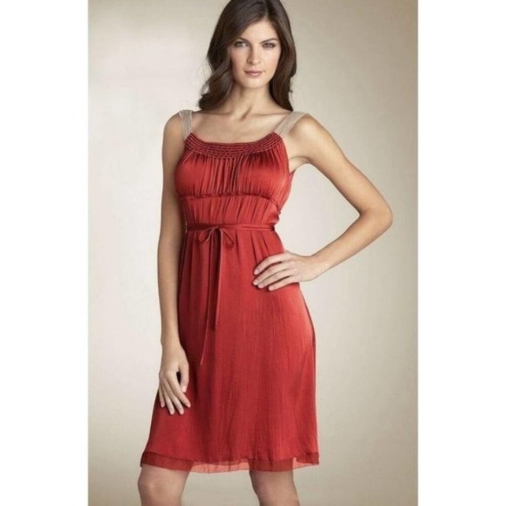 Rope strap crinkle silk dress